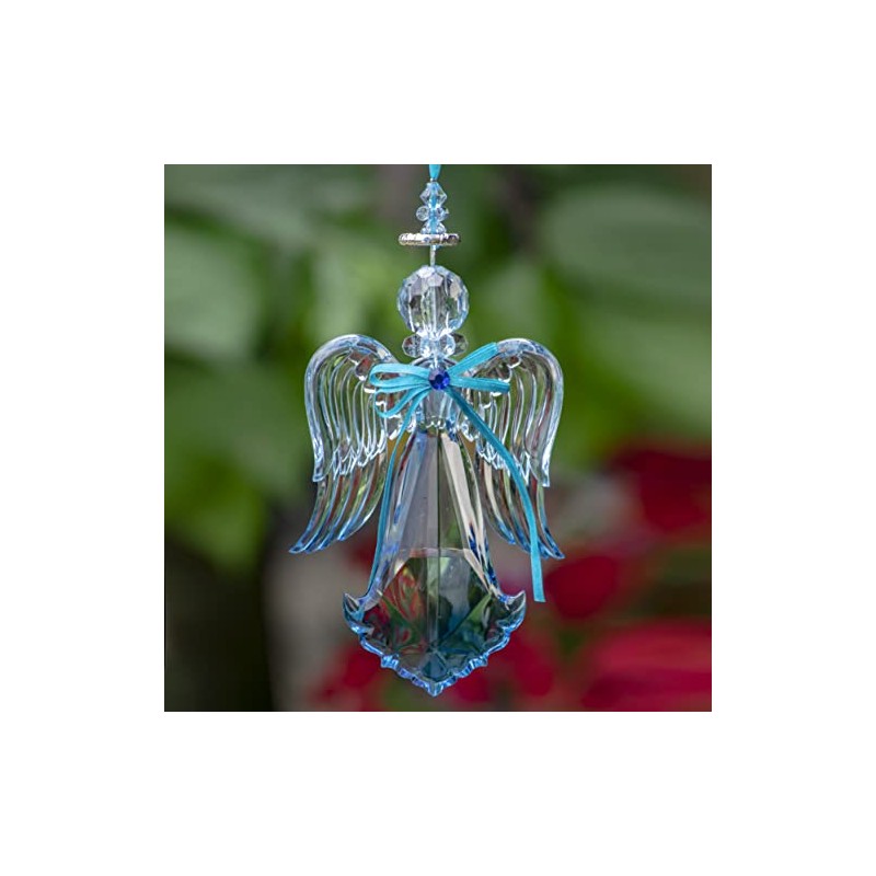 Crystal Quality Acrylic Angel Ornament (Long Base with Wings Down,