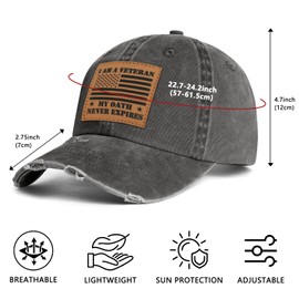 Soohy USA Veteran Hats for Men Women Air Force Military Retirement Gifts, Veterans Day Gift for Army Navy, American Flag Baseball Cap Gray Trucker Hat Denim Ball Cap Adjustable Snapback Hat for Dad