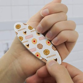 Delicious Cookies Desserts Pattern Double-Sided Oval Nail File Emery Board Set 4 Pack