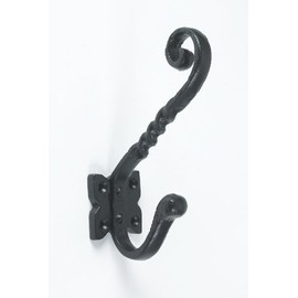 Lincoln Twisted Cast Iron Hat and Coat Hook (Black, Pack of 4)