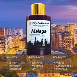 Mystic Romance Malaga Aroma Oil Blend Plastic Purple Bottle 120ml, City Collection, Diffuser Aroma Oil Blends, Waterless Diffuser Oil, Made in USA (120ml, Malaga)