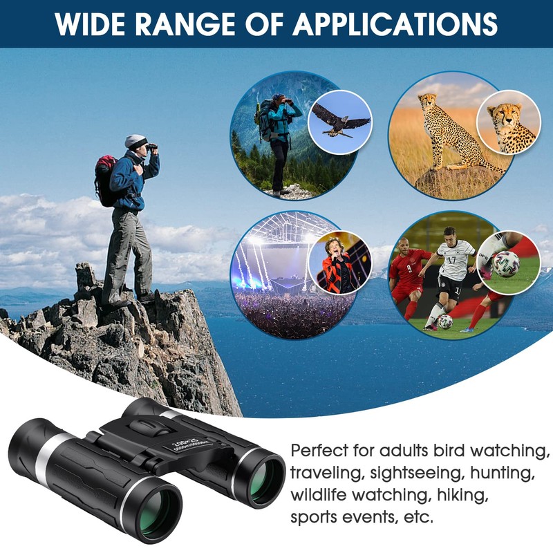 200x25 Compact Binoculars for Adults and Kids, High Powered Mini