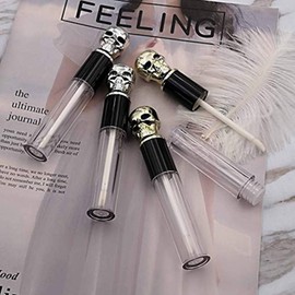 Healthcom 6 Pcs 5ml Empty Lip Gloss Tubes Gold/Silver Skull Cap Lip Glaze Tube Lip Balm Container DIY Refillable Cosmetic Bottles Liquid Lipstick Tube Vials Lipgloss Samples Makeup Tool for Women Girl