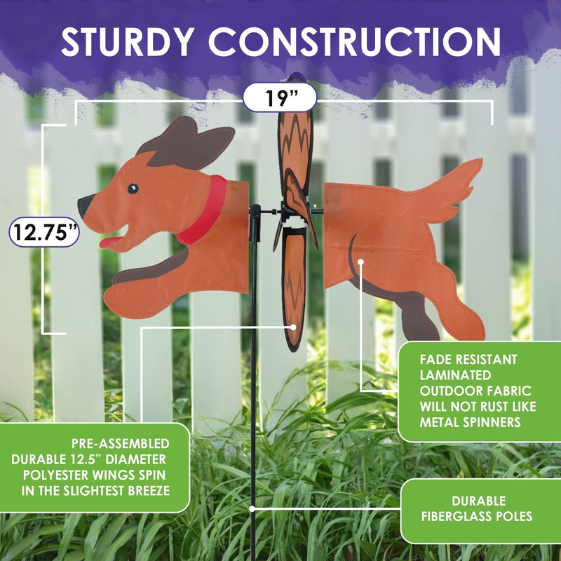 Premier Kites Petite Spinner Dog – Whimsical Wind Spinner for