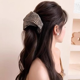 Jseng Square Hair Scrunchies - Wild Leopard Spotted Pattern - Elastic Hair Ties Bands Hair Scrunchy Ponytail Holder for Women - 3PCs Stylish White, Brown, Black