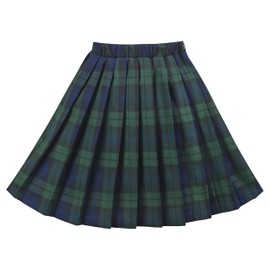 Sunny Fashion Girls Skirt Green Blue Plaid Pleated Gingham Bow School Casual Classic Age 9-10 Years