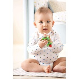 Haba 1068 - Flapsi Greifling, fröhliches Baby- und Kleinkindspielzeug, aus Holz ab 6 Monaten, Motorikspielzeug mit Klappergeräusch