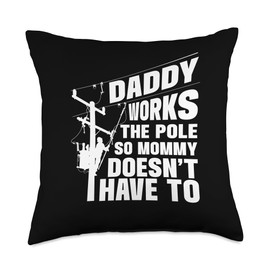 Dads Funny Electrical Lineman Gear | Husband & Lineman Wife Throw Pillow