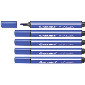 Triangular Fibre-Tip Pen - STABILO Trio Scribbi - Pack of 5 - Blue
