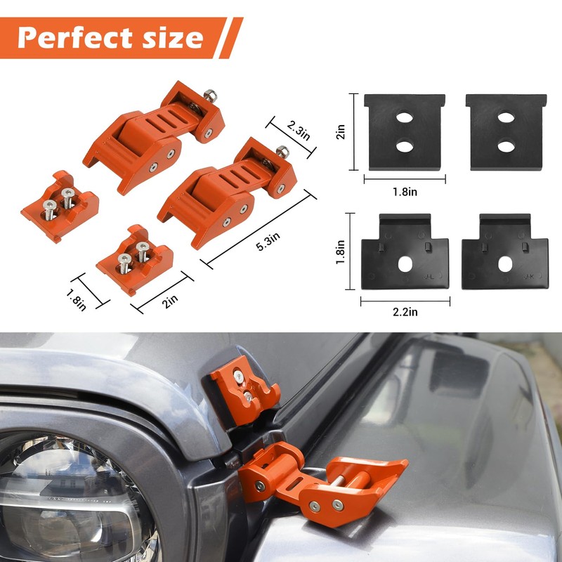 RT-TCZ - Kit de pestillos para capó, compatible con Jeep