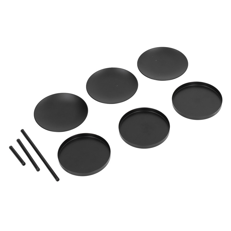 3pcs Pillar Candle Holder Black Double Sided Black Piano Paint
