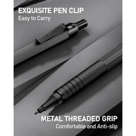 Four Candies Mechanical Pencil, Drafting Metal Pencils Set with 360PCS HB Lead, 3 Erasers, 9 Eraser Artist Pencil and Case for Drawing and Sketching, 0.5 & 0.7 mm, 2Pcs (Black & Silver)