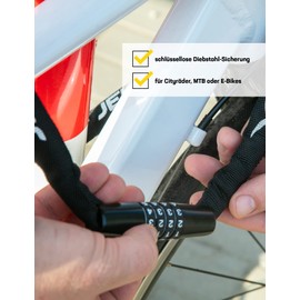 JELEX Dr. Security Premium Steel Anti Theft Bike Lock with Textile Cover and 4 Digit Combination Lock for City Bikes, MTB and E-Bike Dimensions: 98 cm x 2.5 cm