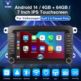 ESSGOO Apple Carplay For VW Volkswagen Jetta Passat 7" Android 14 Car Stereo 4+64G AHD