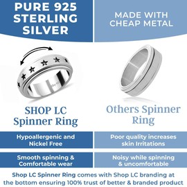 Shop LC Delivering Joy 925 Sterling Silver Stylish Stars Spinner Band Ring Fashion Jewelry for Women Size 10