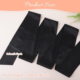 Abeillo Wedding Satin Sash Belt Ribbon Belt for Women Dress Sash Bridal Belt Waist Belt for Party Special Occasion Wide Double Side, black