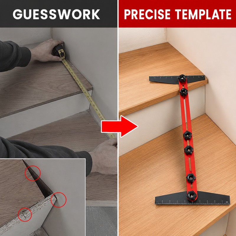 Adjustable Stair Tread Template Tool for Precise Cuts – 10.2–60