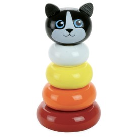 Vilac Wooden Minou Cat Stacking Toy, Develop Fine Motor Skills, Includes 5 Easy To Grasp Wooden Pieces, Multicolored, 12 Months+
