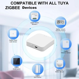 UanTii Tuya ZigBee Hub Tuya Zigbee 3.0 Wired Gateway Bridge for App and Voice Control, Tuya Smart Home Hub, Compatible with Alexa Google,Works with Home Assistant (Wireless Hub)
