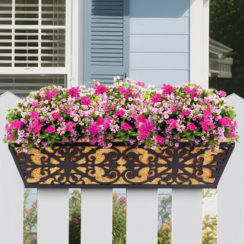 2 Pack 24 Inch Window Boxes Planters Railing Planter Box