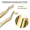 QUEWEL Lash Applicator Tool, 2 Pcs Eyelash Clusters Tweezers For