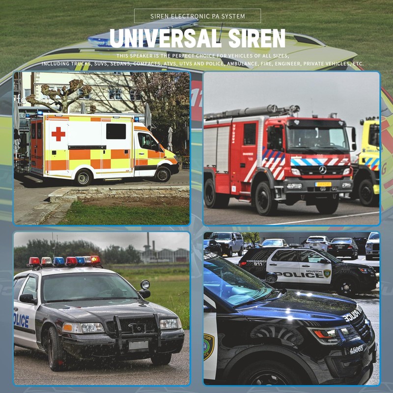 9 Tone 12V 400W Warning Emergency Siren PA System for