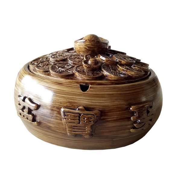 FengShuiGe Feng Shui Treasure Bowl Ashtray + Wealth Porsperity Figurine, Feng Shui Decor Attract Wealth and Good Luck