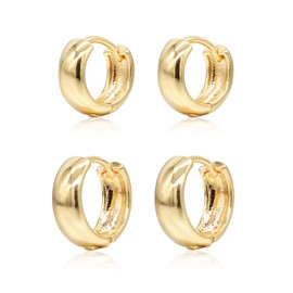 038/039 Krstudent 2 Pairs Hoop Earrings for Women, 18K Gold Plated Earrings for Women｜Small Lightweight Hypoallergenic Cartilage Huggie Earrings for Girls
