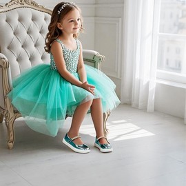 THEE BRON Toddler Shoes Girls Glitter Fashion Sneakers Sparkly Sequin Casual Shoes(AS402 Toddler,Blue/6M)