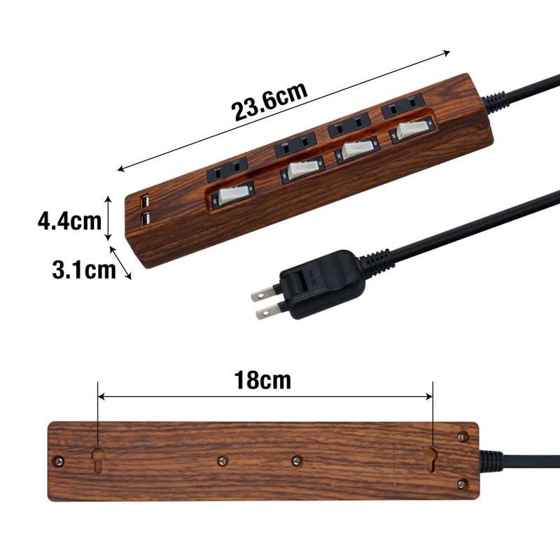 STYLED USB Power Tap, 6.6 ft (2 m) Extension Cord,