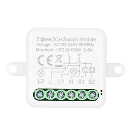 2CH Zigbee Mini Smart Switch Relay Module Support 2 Way Control Switch for Smart Home Automation, Compatible with Alexa