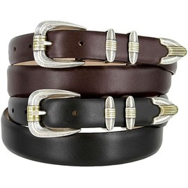 Manila Italian Calfskin Genuine Leather Designer Dress Belt 1-1/8"(30mm) taper down to 1"(25mm) wide (Alligator Brown, 38)