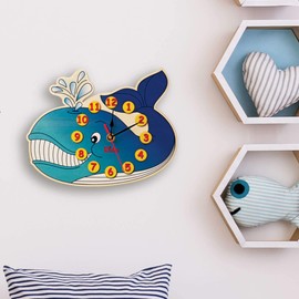 Dida - Whale Wall Clock, Analogue Clock for Hanging for Children's Room, The Funny Whale Is An Ideal Small Gift, Ideal Also In Nursery