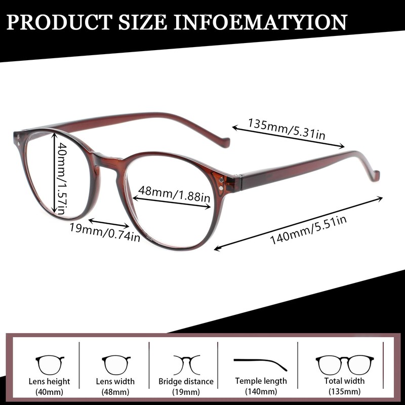 NORPERWIS 5 Pairs Reading Glasses - Standard Fit Spring Hinge
