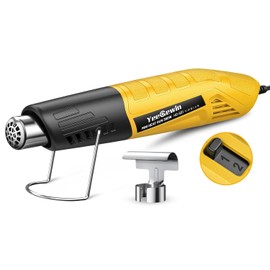 Mini Heat Gun 380W Fast Heat Hot Air Gun 2-Temp Settings 480°F-850°F(249°C-455°C) With Overheat Protection Reflector Nozzle, 4.9Ft Cable for Shrink Wrap, Vinyl, Crafts, Epoxy Resin (Yellow)