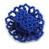 Avalaya 40mm Diameter/Blue Glass Bead Daisy Flower Flex Ring/Size M