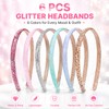 6 Pack Thin Glitter Headbands for Girls, Sparkly Sequin Toddler