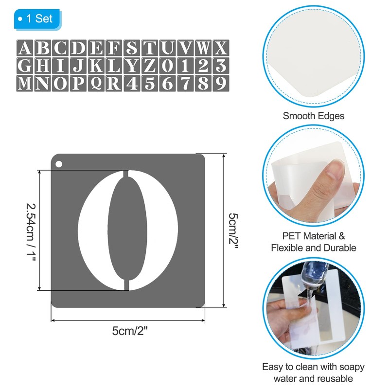PATIKIL 1 Inch Plastic Small Letter Stencils, 36 Pcs Reusable