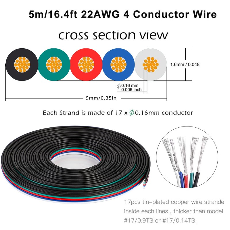 HOMELYLIFE 5 Pin RGBW LED Strip Connectors 10mm Solderless 20