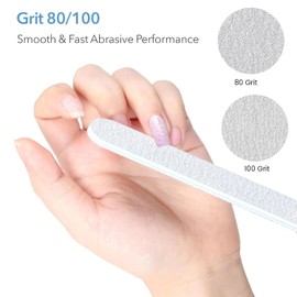 GazePlus Nail Files, 10 PCS Fingernail Files 7" Long 80/100 Grit Emery Boards for Nails - Professional Nail File Washable for Acrylic, Gel, Dip Powder, and Poly Gel Nails