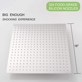 Sd Rain Shower Head 16 Inch Rainfall Square Shower Head Polished Chrome Stainless Steel Ultra Thin Waterfall Shower Head Full Body Coverage with Silicone Nozzle Easy to Clean and Install
