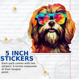 (2 Pack) Lhasas Apso Dog Stickers - Lhasas Apso with Sunglasses - Choose FromOver 100 Dog Breeds - 5 Inches On Longest Side - Premium Vinyl - Made in USA - BMCS0367