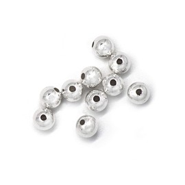 TJS 5 Pcs 925 Sterling Silver Beads, Nickel-Free 925 Silver Beads, 4mm Diameter, Hypoallergenic, Plain Round & Hollow Beads for Jewellery Making, Perfect for Bracelet Making and Jewellery Crafting