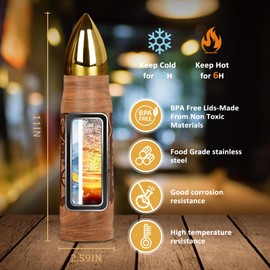 Hunting Gifts For Men, Gun Deer American Flag Cup, Hunt Shooters Bullet Tumbler With Lid 17 Oz, Deer Hunting Gear For Men, Christmas Father's Day Birthday Gifts, Travel Coffee Tumbler