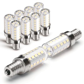 E12 Dimmable LED Light Bulb Equivalent 25w-40W, AC120V 4W 450lm E12 LED Candelabra Bulbs with T6 C7 Small Base, Daylight White 6000K E12 Led Bulb for Ceiling Fan Chandelier Pendant Salt Lamp 8 Pack