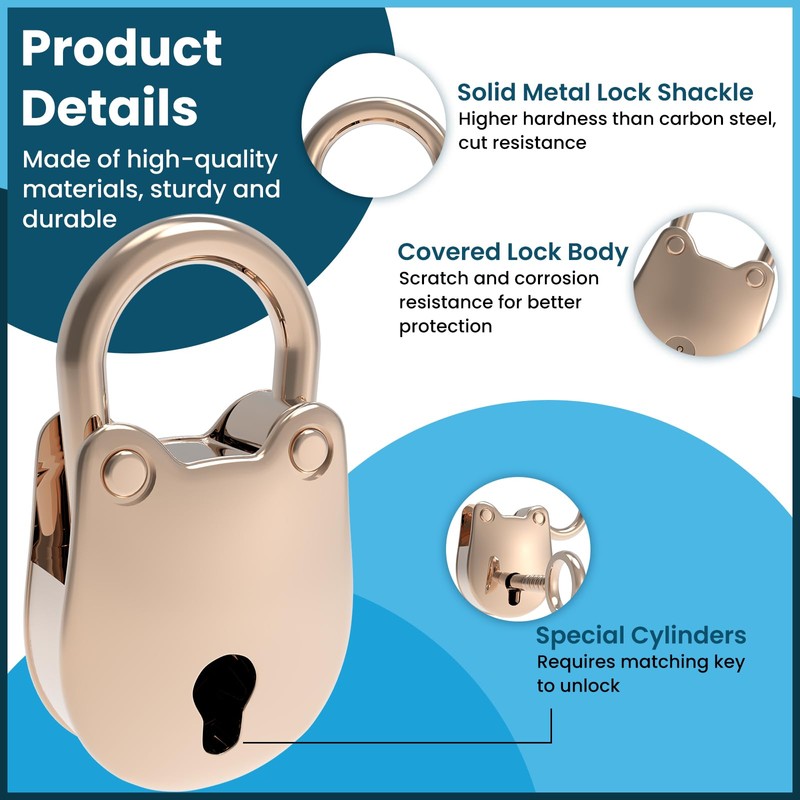 SDTC Tech 2pcs Mini Antique Padlock Retro Vintage Style Bear