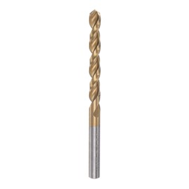 sourcing map Twist Drill Bit 6mm Titanium Coated (HSS-E) M42 High Speed Steel 8% Cobalt Straight Shank for Stainless Steel Aluminum Alloy Metal