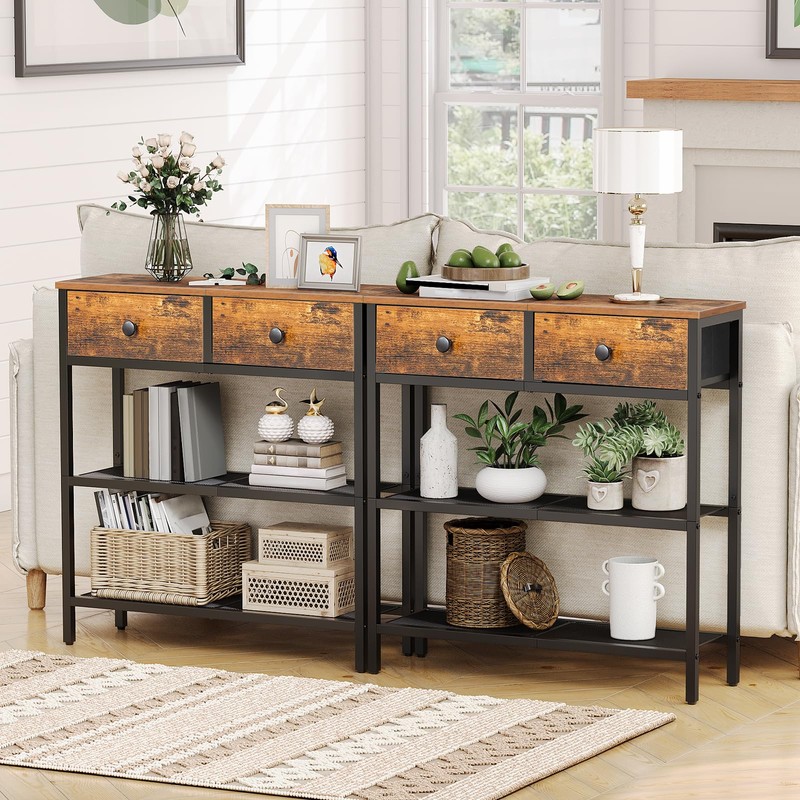 HOOBRO 29.5" Narrow Console Table with 2 Fabric Drawers, Sofa