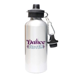 Mystic Sloth Dance Family 20oz Aluminum Water Bottle with Carabiner and TWO Lids (Silver, Sister)