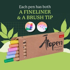 Dingbats - Ātopen Dual Tip Pens - Water-Based, Bleed-Proof Brush Pens and Fine Tip Markers for Adult Coloring, Journaling, Calligraphy - Pastel Set